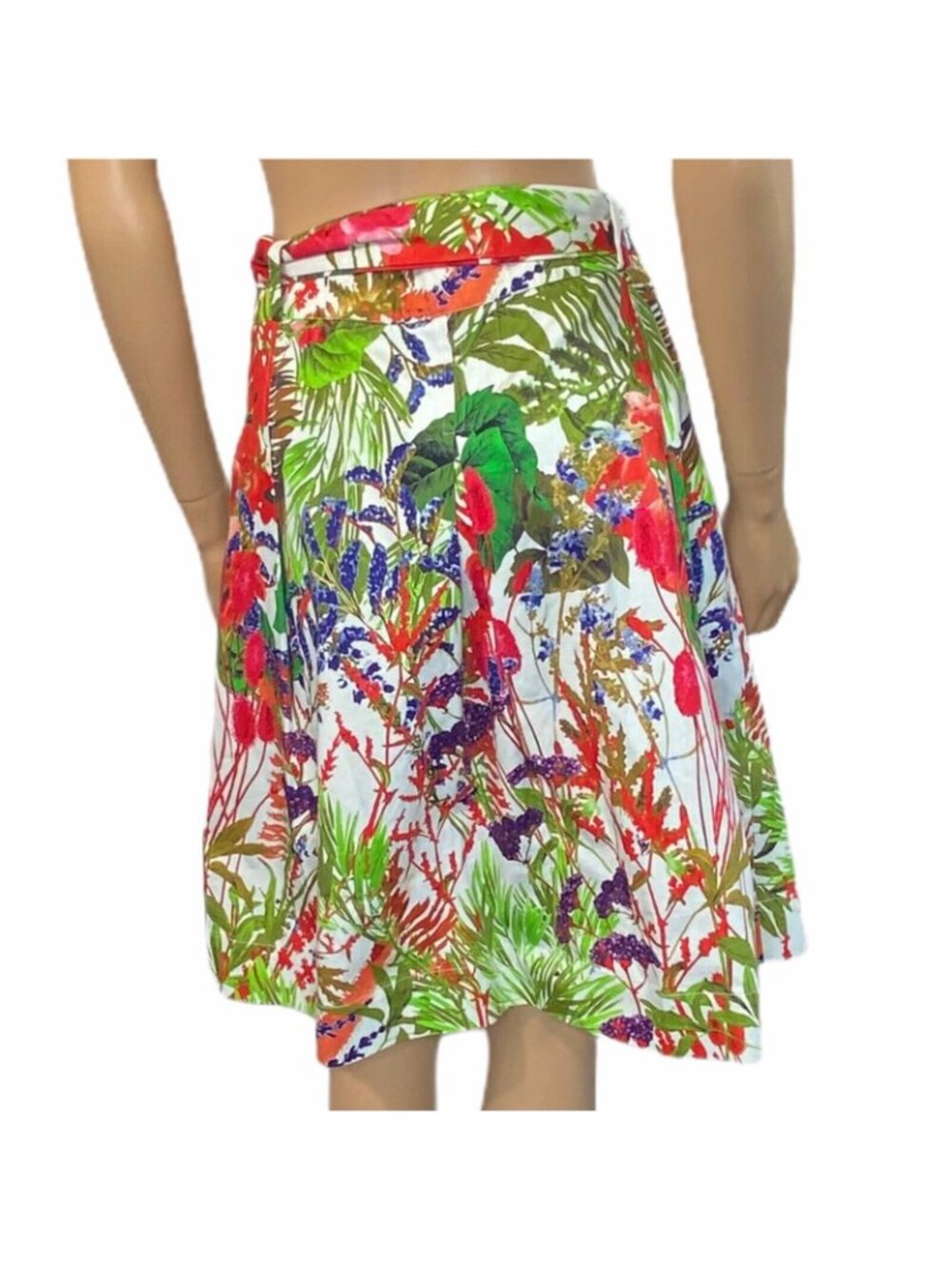 NWOT Petite Medium Soft Surroundings A-line Pleated Cotton Floral Skirt Stretch - Picture 3 of 12